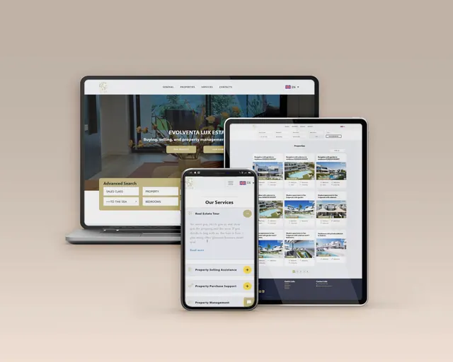 Evolventalux Websites project mockup